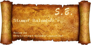 Stumpf Balambér névjegykártya